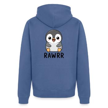 Süßer Cartoon Pinguin Chibi Rawr - Unisex Premium Bio Zip Hoodie - Taubenblau - Hinten - Nico (187cm)