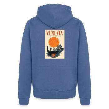 Erleben Sie Venetien in Italien und romantische Kanäle - Unisex Premium Bio Zip Hoodie - Taubenblau - Hinten - Nico (187cm)