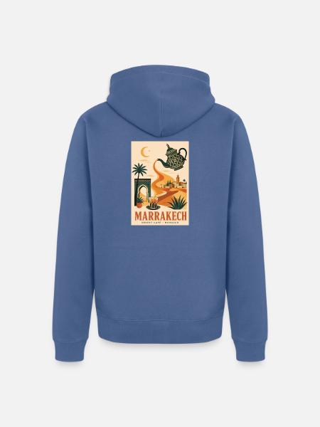 Entdecken Sie Marrakesch in Marokko - Unisex Premium Bio Zip Hoodie - Taubenblau
