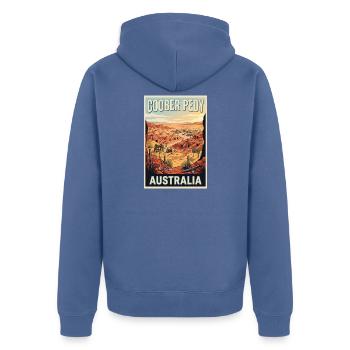 Erleben Sie Outback of Coober Pedy in Australien - Unisex Premium Bio Zip Hoodie - Taubenblau - Hinten - Nico (187cm)