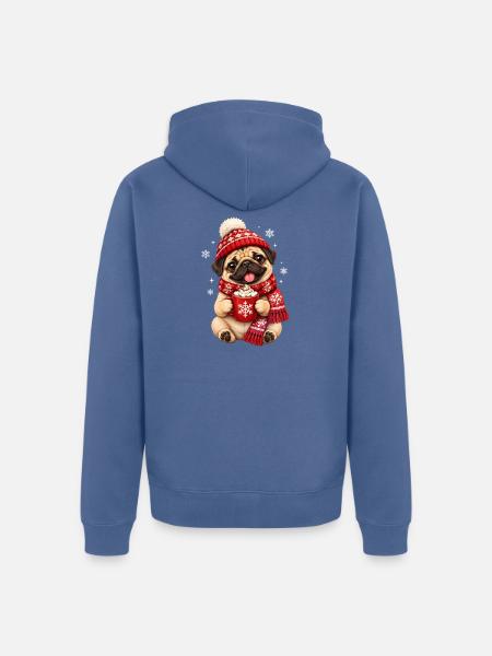 Mops Hund süßer Mops niedlicher Mops - Unisex Premium Bio Zip Hoodie - Taubenblau