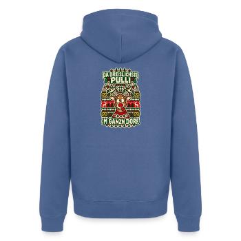 Da greislichste Pulli im ganzn Dorf - Unisex Premium Bio Zip Hoodie - Taubenblau - Hinten - Nico (187cm)