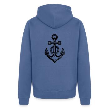 Anker Boot Schiff Nautik - Unisex Premium Bio Zip Hoodie - Taubenblau - Hinten - Nico (187cm)