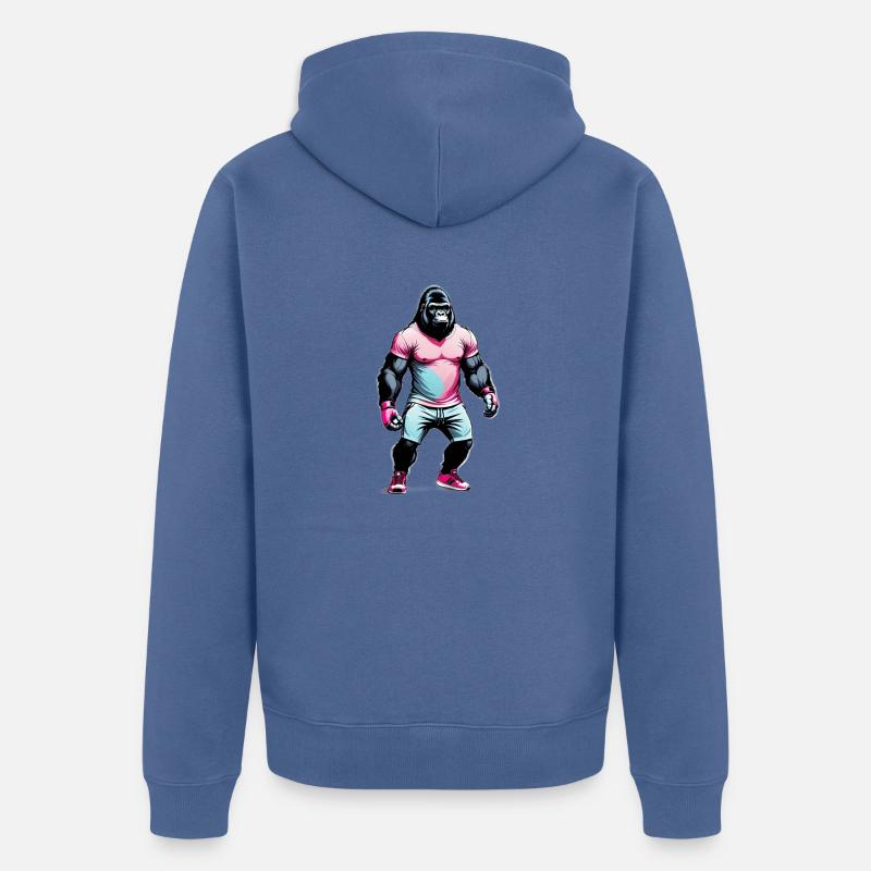 Boxe Boxeur Gorille - Veste à capuche bio Premium Unisexe - bleu pigeon