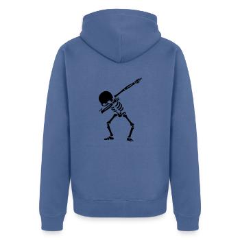 tampon squelette - Veste à capuche bio Premium Unisexe - bleu pigeon - Dos - Nico (187cm)