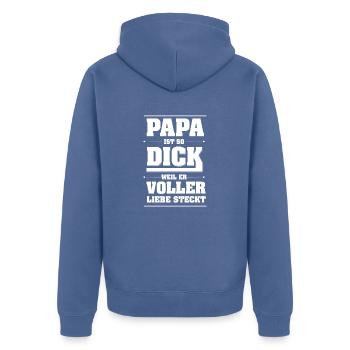Liebevoller Papa - Unisex Premium Bio Zip Hoodie - Taubenblau - Hinten - Nico (187cm)