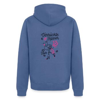 Team Braut verrückte Hühner on Tour - Unisex Premium Bio Zip Hoodie - Taubenblau - Hinten - Nico (187cm)