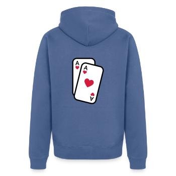 Karten Herz Ass Spielkarten Poker - Unisex Premium Bio Zip Hoodie - Taubenblau - Hinten - Nico (187cm)