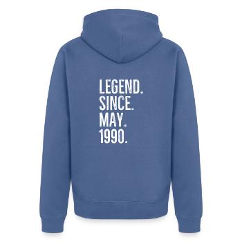 Legende seit Mai 1990 - Unisex Premium Bio Zip Hoodie - Taubenblau - Hinten - Nico (187cm)