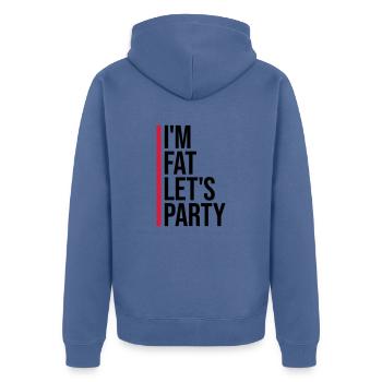 im fat lets party - Unisex Premium Bio Zip Hoodie - Taubenblau - Hinten - Nico (187cm)