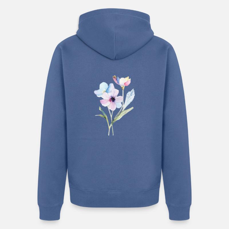 Tiny Flower - Unisex Premium Bio Zip Hoodie - Taubenblau