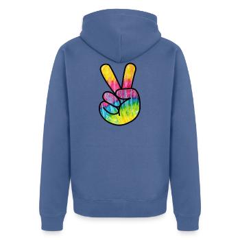 Peace Hand Hippie - Unisex Premium Bio Zip Hoodie - Taubenblau - Hinten - Nico (187cm)