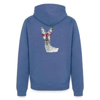 Rogen - Unisex Premium Bio Zip Hoodie - Taubenblau - Hinten - Nico (187cm)