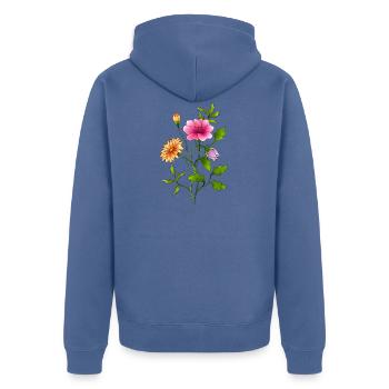 fleurs - Veste à capuche bio Premium Unisexe - bleu pigeon - Dos - Nico (187cm)