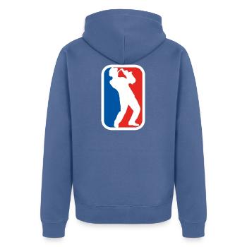Saxophone musicien - Veste à capuche bio Premium Unisexe - bleu pigeon - Dos - Nico (187cm)