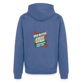 Juneteenth Black History Day Pride Gift - Unisex Premium Organic Zip Hoodie - stone blue - Back - Nico (187cm)