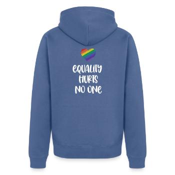 LGBT Pride Month - Equality Hurts No One - Unisex Premium Organic Zip Hoodie - stone blue - Back - Nico (187cm)