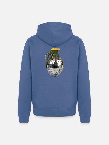 Disco-Granate, Tanzbombe, Party-Detonator, - Unisex Premium Bio Zip Hoodie - Taubenblau
