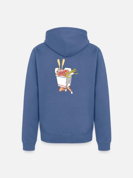 Laufender Nudelkämpfer in lustigen Takeout-Box-Kunst - Unisex Premium Bio Zip Hoodie - Taubenblau