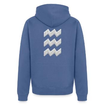 Die Eindhoven Vibes-Stickerei sieht weiß aus (bedruckt) - Unisex Premium Bio Zip Hoodie - Taubenblau - Hinten - Nico (187cm)