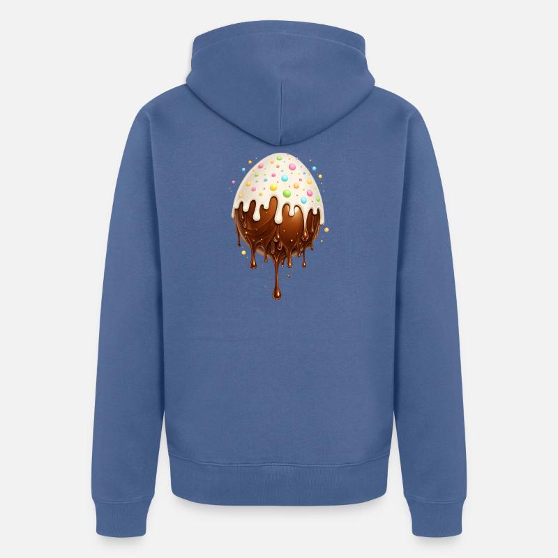 Œuf au chocolat avec glaçage - Veste à capuche bio Premium Unisexe - bleu pigeon
