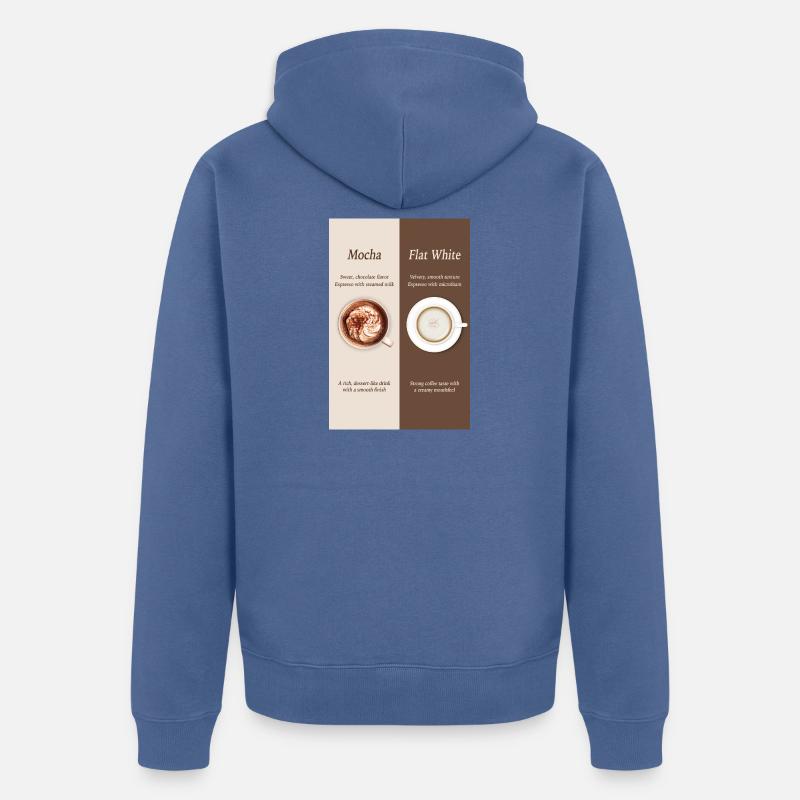 Mocha vs Flat White Coffee Poster - Unisex Premium Bio Zip Hoodie - Taubenblau