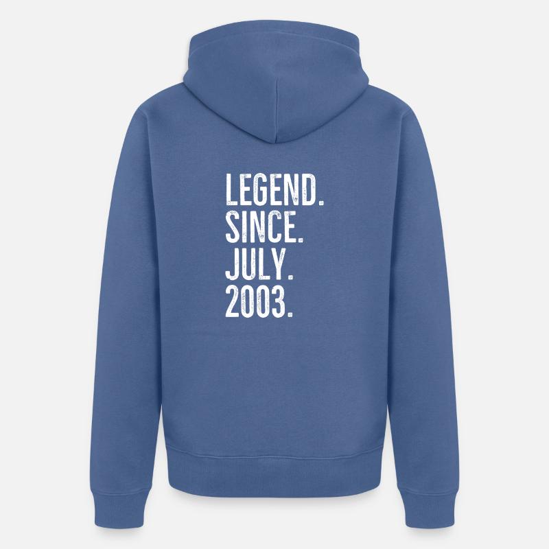 Legende seit Juli 2003 - Unisex Premium Bio Zip Hoodie - Taubenblau