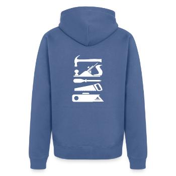 Outils menuiserie Menuisier - Veste à capuche bio Premium Unisexe - bleu pigeon - Dos - Nico (187cm)