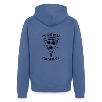 Je suis juste là pour la pizza - Veste à capuche bio Premium Unisexe - bleu pigeon - Dos - Nico (187cm)
