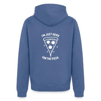 Je suis juste là pour la pizza - Veste à capuche bio Premium Unisexe - bleu pigeon - Dos - Nico (187cm)