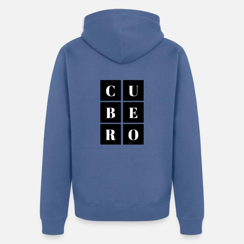 Cube carré noir et blanc - Veste à capuche bio Premium Unisexe - bleu pigeon