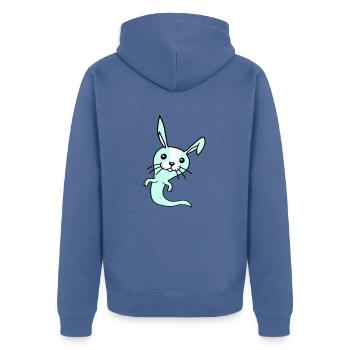 Bunny Ghost Ghost Haunting Halloween Creepy Cute - Unisex Premium Organic Zip Hoodie - stone blue - Back - Nico (187cm)