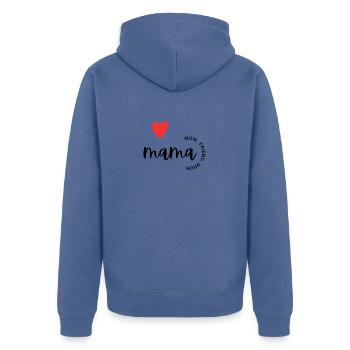 I love Mama png - Unisex Premium Bio Zip Hoodie - Taubenblau - Hinten - Nico (187cm)