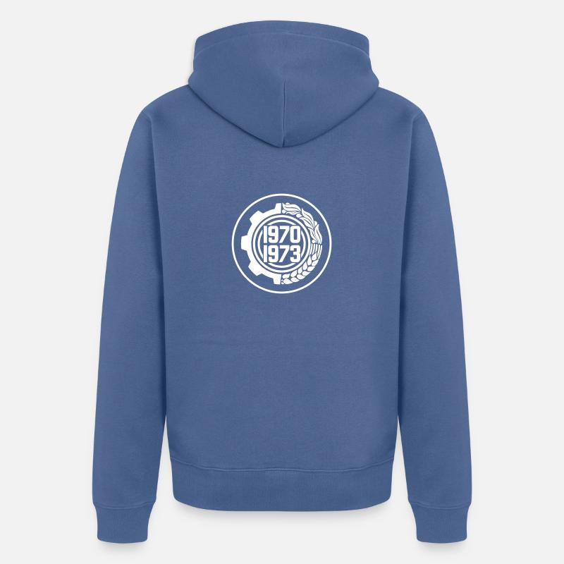 Dourou: Un centime Algérien (1ct) - Veste à capuche bio Premium Unisexe - bleu pigeon