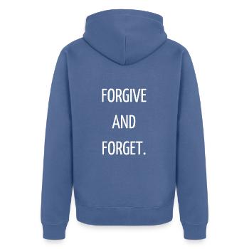 Verzeihen und vergessen - Unisex Premium Bio Zip Hoodie - Taubenblau - Hinten - Nico (187cm)