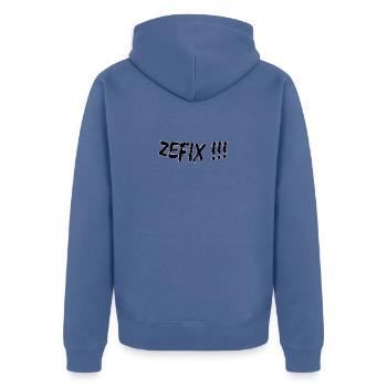Zefix - Unisex Premium Bio Zip Hoodie - Taubenblau - Hinten - Nico (187cm)