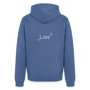 L’amour et les cœurs | Blanc - Veste à capuche bio Premium Unisexe - bleu pigeon - Dos - Nico (187cm)