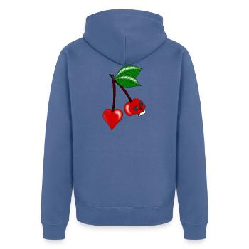 crâne de coeur de cerise - Veste à capuche bio Premium Unisexe - bleu pigeon - Dos - Nico (187cm)