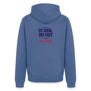 Heute Nacht sind wir dreckig - Unisex Premium Bio Zip Hoodie - Taubenblau - Hinten - Nico (187cm)