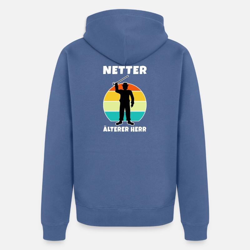 Netter ältere Herr - Unisex Premium Bio Zip Hoodie - Taubenblau