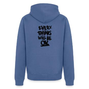 Alles ok Zitate - Unisex Premium Bio Zip Hoodie - Taubenblau - Hinten - Nico (187cm)