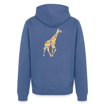 A colorful graphic Giraffe - Unisex Premium Organic Zip Hoodie - stone blue - Back - Nico (187cm)