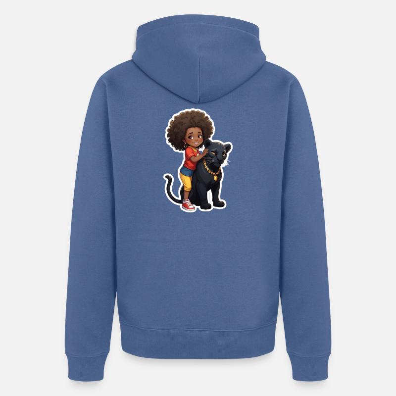 Enfants avec une panthère noire - Veste à capuche bio Premium Unisexe - bleu pigeon