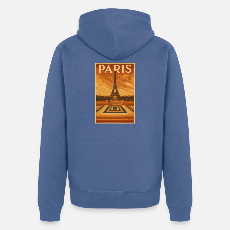 Tour Eiffel Art Déodorant Affiche de Voyage - Veste à capuche bio Premium Unisexe - bleu pigeon