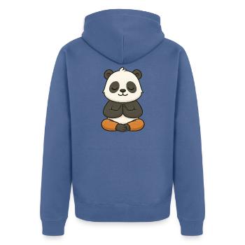 Süßer Panda Yoga Meditation Entspannung Chibi - Unisex Premium Bio Zip Hoodie - Taubenblau - Hinten - Nico (187cm)