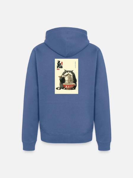 Neko-Ramen-Katze schlürft Nudeln - Unisex Premium Bio Zip Hoodie - Taubenblau