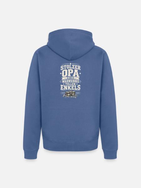 Stolzer Opa eines wunderbaren Enkels - Unisex Premium Bio Zip Hoodie - Taubenblau