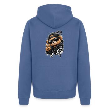 Sweat à capuche Graffiti Panda King - Veste à capuche bio Premium Unisexe - bleu pigeon - Dos - Nico (187cm)