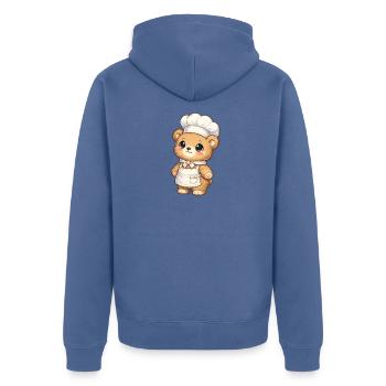 Illustration du chef de l’ours et du chef - Veste à capuche bio Premium Unisexe - bleu pigeon - Dos - Nico (187cm)