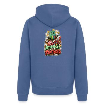 My Budget Has Plot Twists Taschenrechner Comic - Unisex Premium Bio Zip Hoodie - Taubenblau - Hinten - Nico (187cm)
